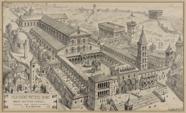 A 19th-century drawing of St. Peter's Basilica (Wikipedia)