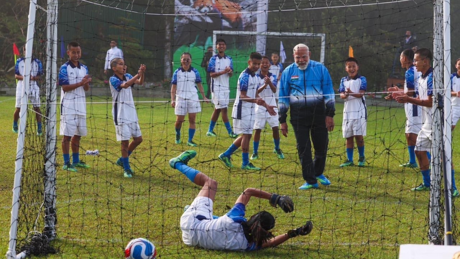PM Narendra Modi plays football with Sikkim youngsters in Gangtok ...