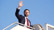 Vice President JD Vance waves as he boards Air Force Two after attending talks on Iran in Islamabad, Pakistan. (AP Photo)