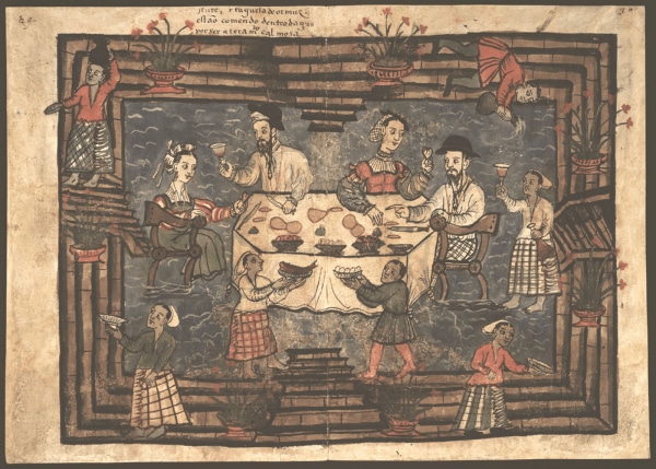 Dinner in a Portuguese household at Hormuz (Wikipedia)