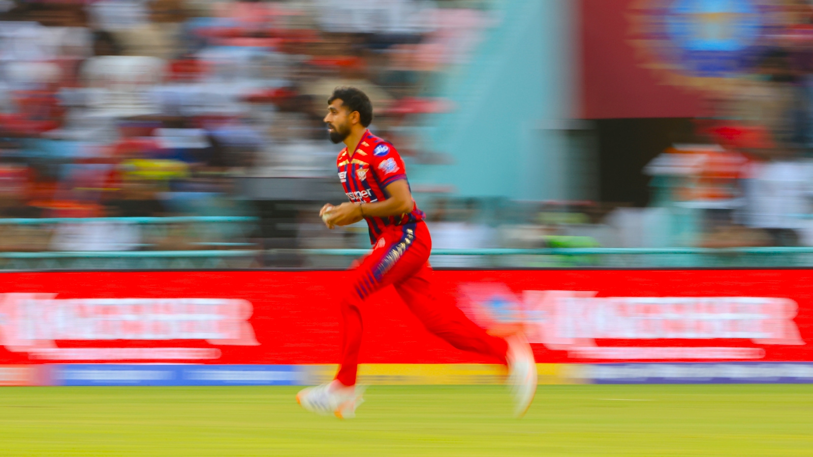 Prince Yadav of Lucknow Super Giants bowls against Gujarat Titans at the Bharat Ratna Shri Atal Bihari Vajpayee Ekana Cricket Stadium in Lucknow. (Photo by Surjeet Yadav / CREIMAS for IPL)