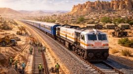 Railways fast-tracks 827 km rail line projects in Rajasthan as part of efforts to strengthen border connectivity (Image generated using AI)