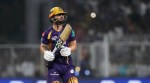 Kolkata Knight Riders' Rinku Singh reacts after hitting the winning runs during the Indian Premier League cricket match against Rajasthan Royals in Kolkata, India, Sunday, April 19, 2026. (AP Photo)