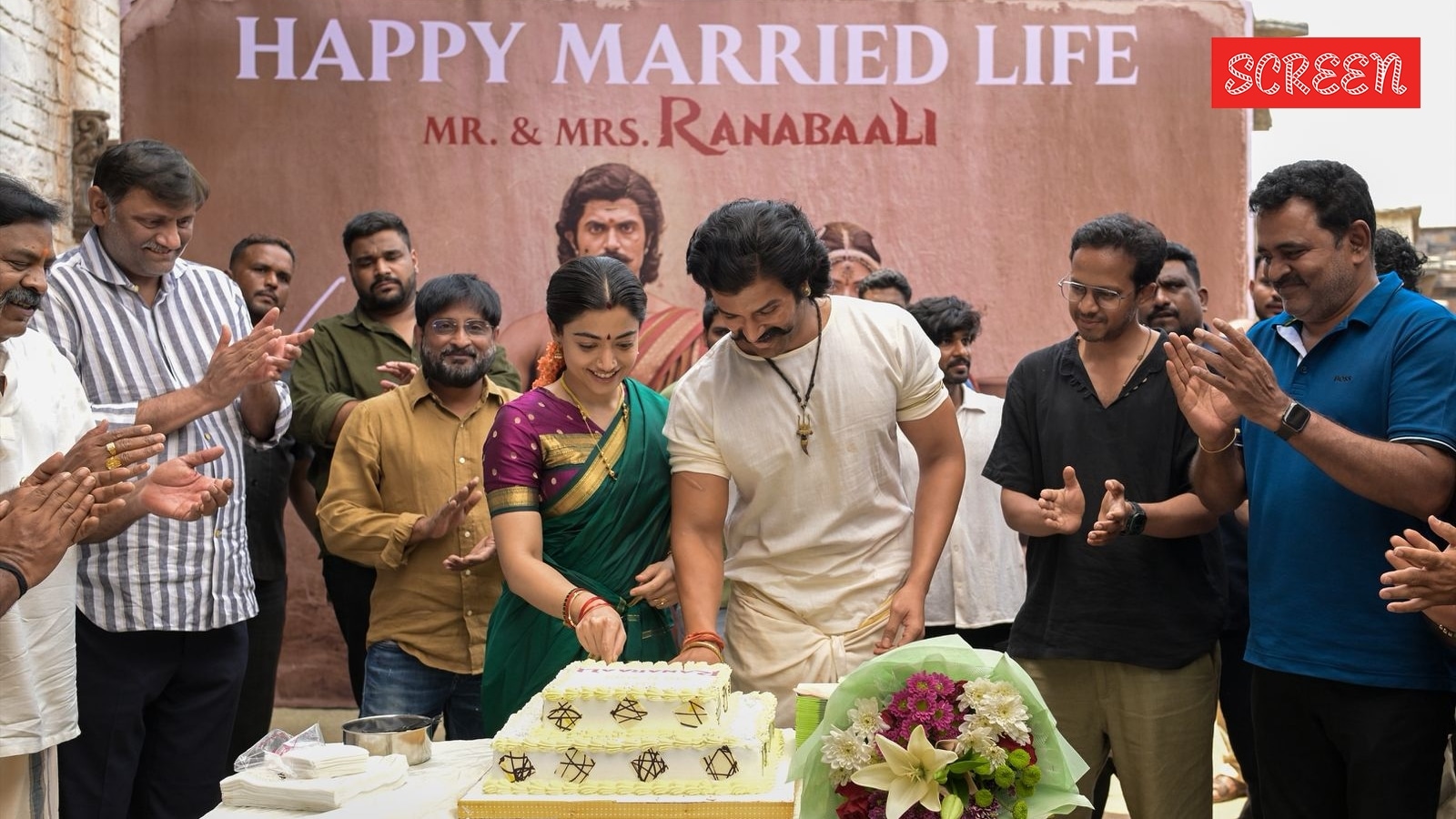 Vijay Deverakonda and Rashmika Mandanna get a warm welcome on Ranabaali sets after wedding, see photos