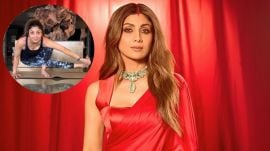 Master Shilpa Shetty’s Baby Grasshopper Yoga Pose