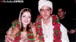 Film star Hrithik Roshan with his newly wed wife Sussanne Roshan during their wedding ceremony on Decemeber 20 at Golden Palms Resort Spa, an outskirts of Bangalore. While Zayed Khan (brother of Sussanne Khan) looks on.
