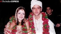 Film star Hrithik Roshan with his newly wed wife Sussanne Roshan during their wedding ceremony on Decemeber 20 at Golden Palms Resort Spa, an outskirts of Bangalore. While Zayed Khan (brother of Sussanne Khan) looks on.