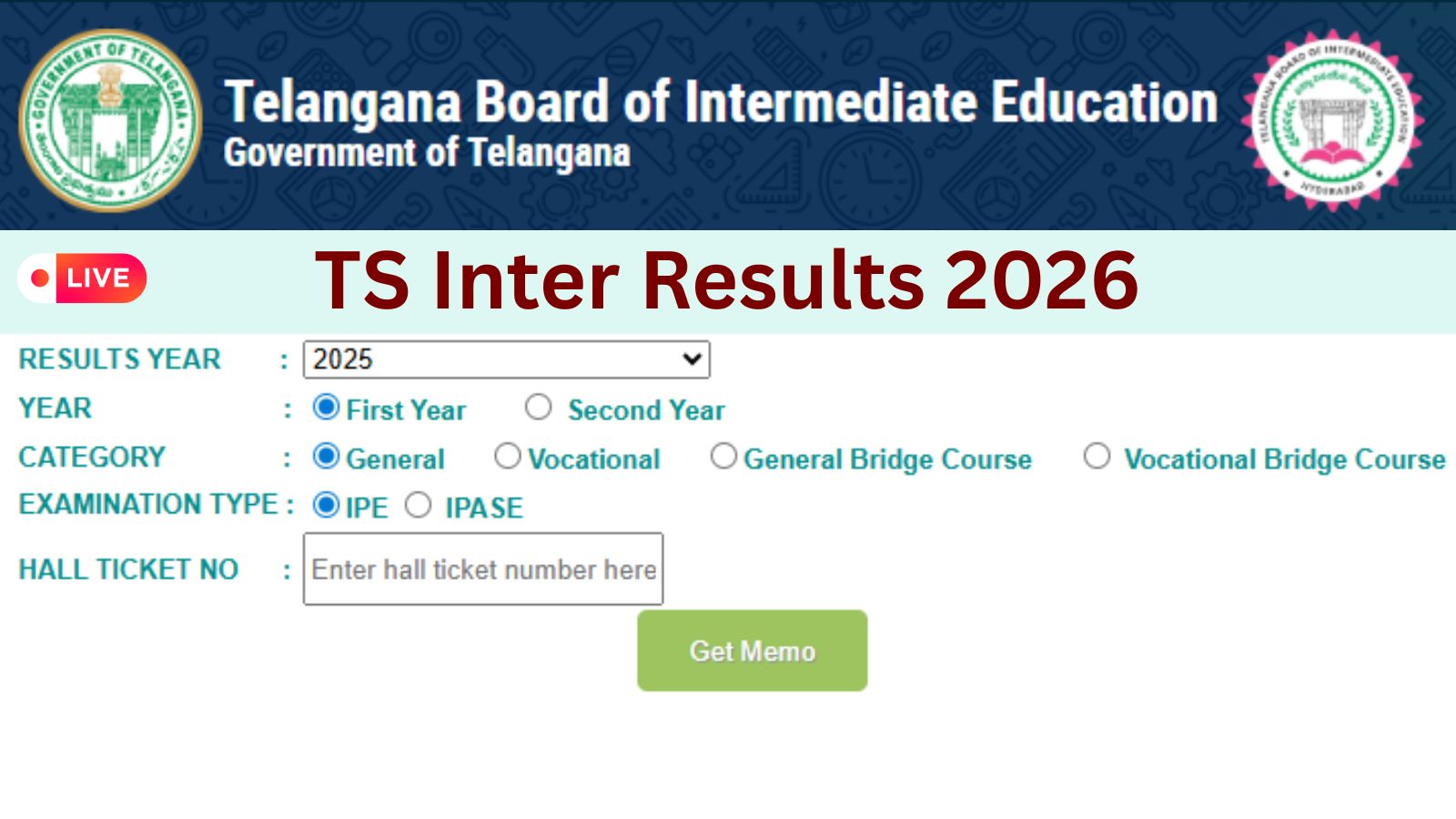 TGBIE TS Inter Results 2026 Live Updates: What time will results memo be released today?