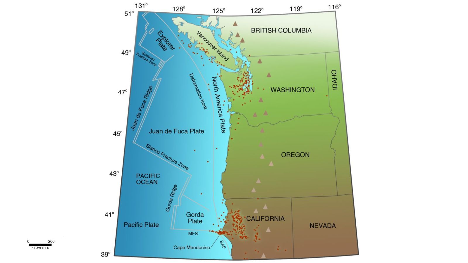 Earth’s crust is breaking up under Cascadia, study finds