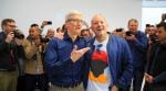 Tim Cook, Apple’s chief executive, with Jony Ive, then an Apple executive, at the Steve Jobs Theater in Apple Park in Cupertino, Calif., Sept.12, 2018
