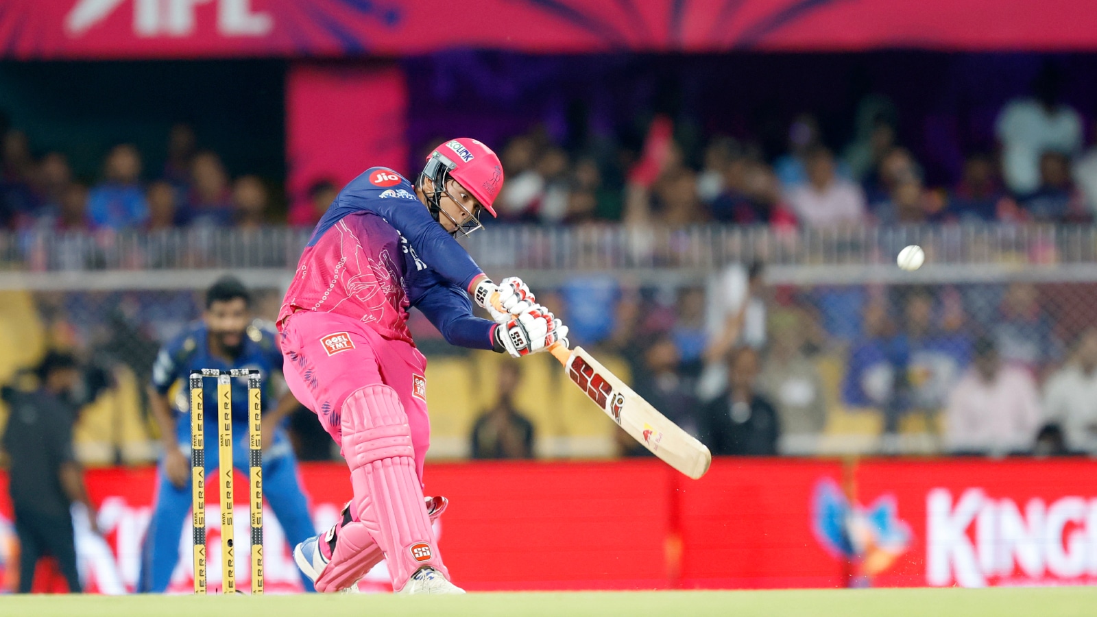 Vaibhav Sooryavanshi in action during IPL 2026 match between Rajasthan Royals and Mumbai Indians in Guwahati. (CREIMAS FOR IPL)