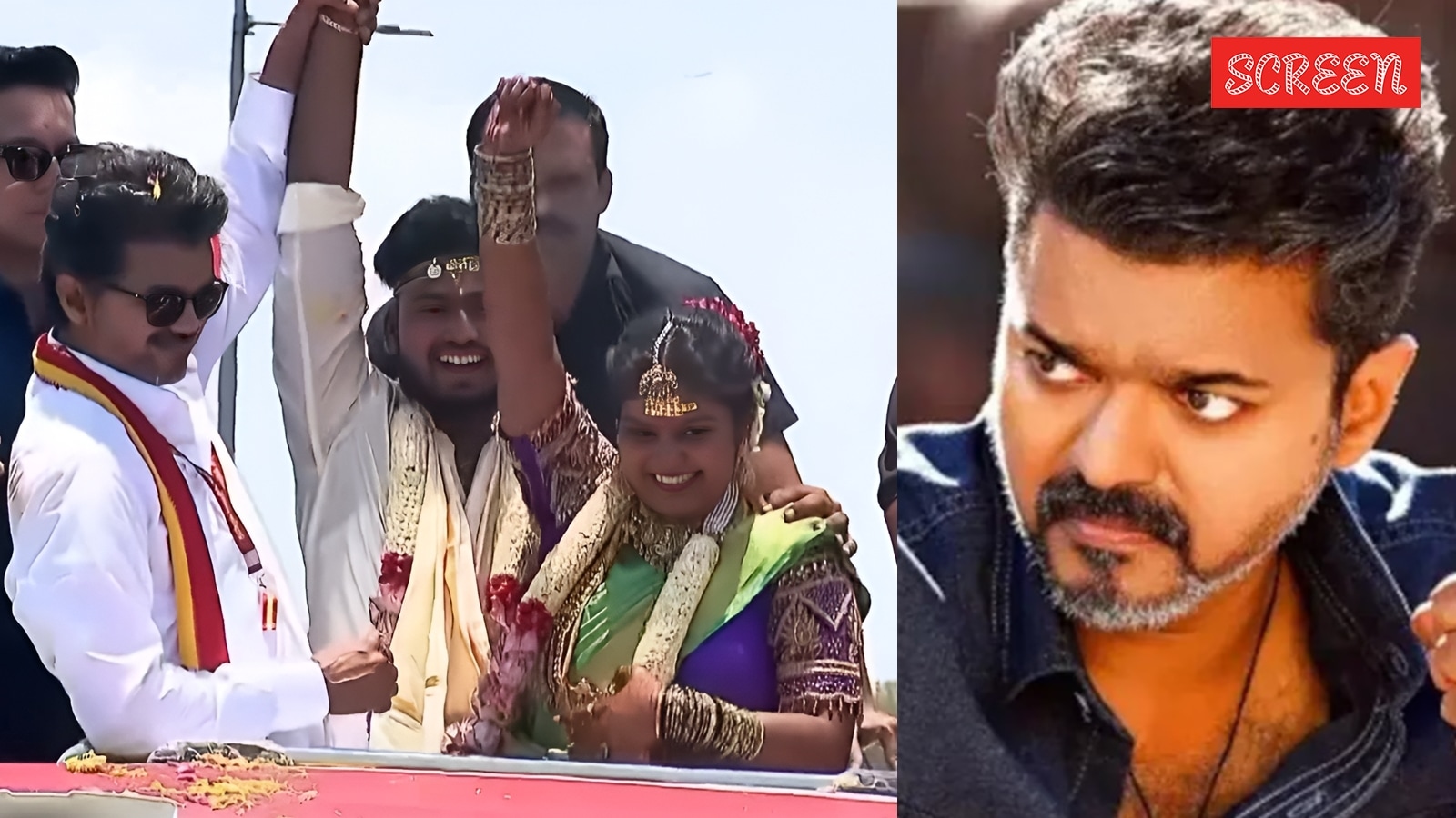 Vijay pauses campaign to invite newlyweds into his van, blesses them