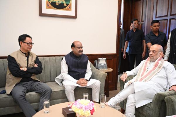 Prime Minister Shri Narendra Modi, Leaders of Parties and MPs  met Hon'ble Speaker Shri Om Birla after conclusion of the Budget Session. (Express Photo)