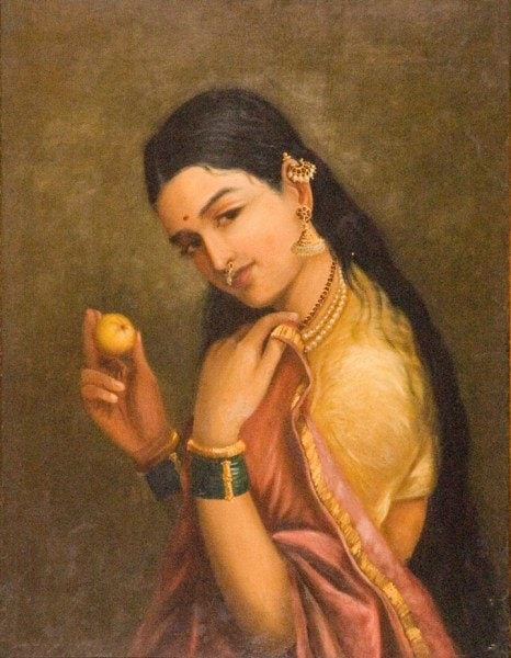 Woman Holding a Fruit, one of Raja Ravi Varma's most famous paintings. (Wikimedia Commons)