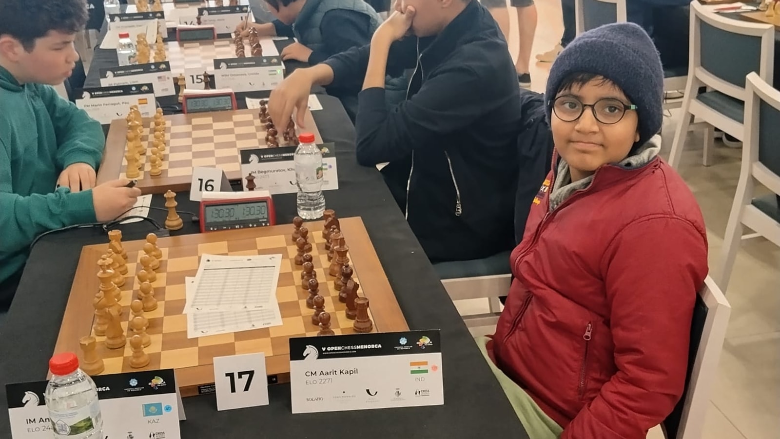 Aarit Kapil, 10-year-old boy from New Delhi, defeats grandmaster Kazybek Nogerbek in classical game at Menorca