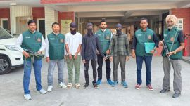 The four accused in custody of the Delhi Police Special Cell. Express Photo