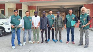 The four accused in custody of the Delhi Police Special Cell. Express Photo