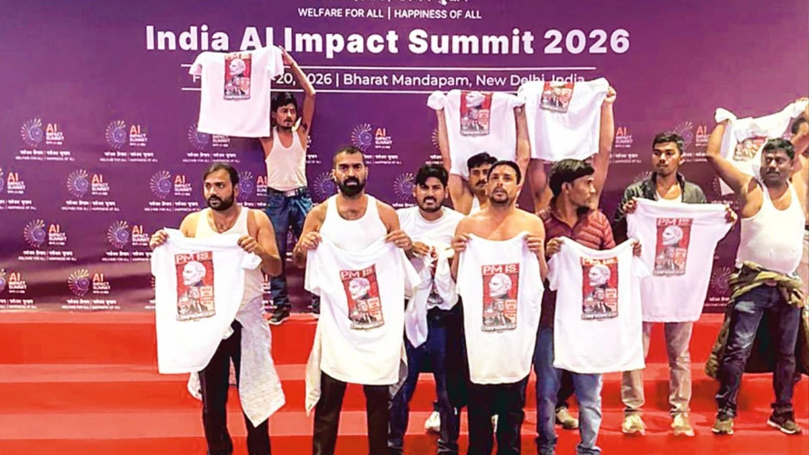 Shirtless protest at AI Summit in Delhi: To track Youth Congress members, police seek videos recorded by media houses Shirtless protest at AI Summit in Delhi: To track Youth Congress members, police seek videos recorded by media houses