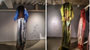 The textile installations of Dutch artist Afra Eisma on display at Bengaluru's Museum of Art and Photography. (Express photo)