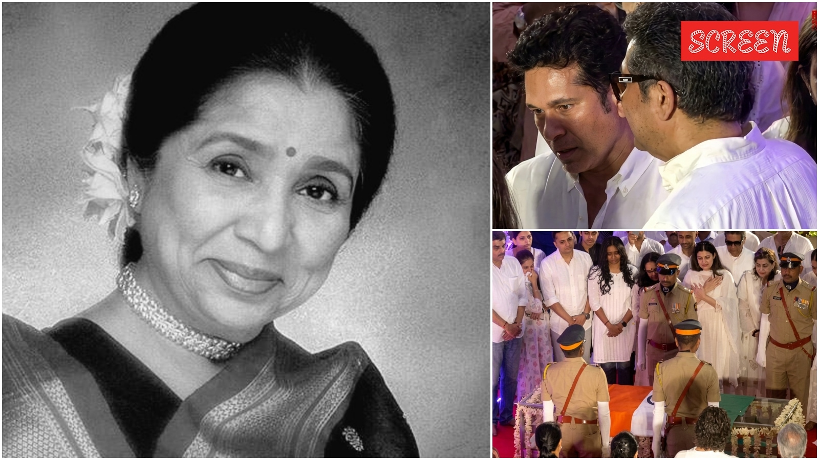Asha Bhosle Funeral LIVE Updates: Sachin Tendulkar in tears as he pays tribute to Asha Bhosle; singer’s mortal remains draped in the tricolour for antim darshan