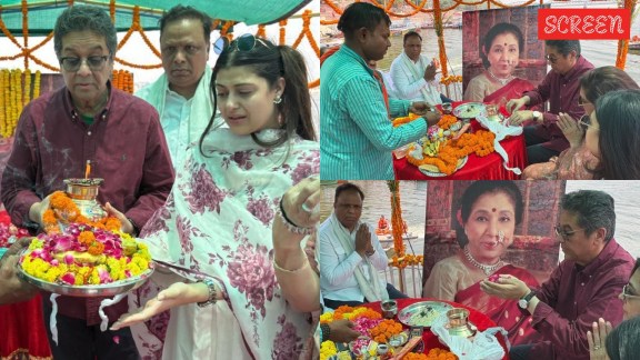 Asha Bhosle son Anand immerses late singer's ashes in Ganga at Varanasi
