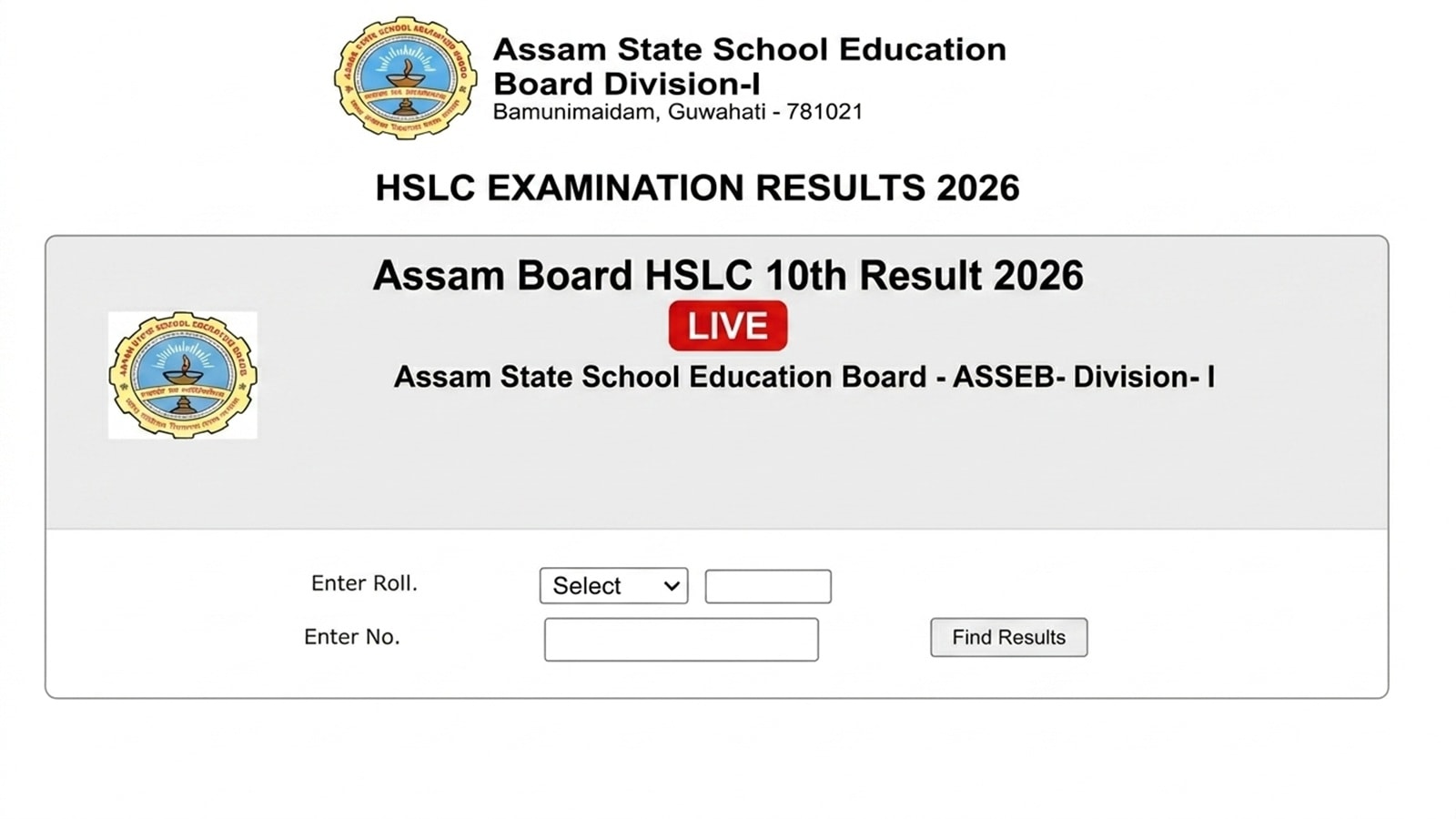 Assam Board SEBA HSLC 10th Result 2026, Sebaonline.org LIVE Updates: ASSEB Matric results today at 10: 30 am