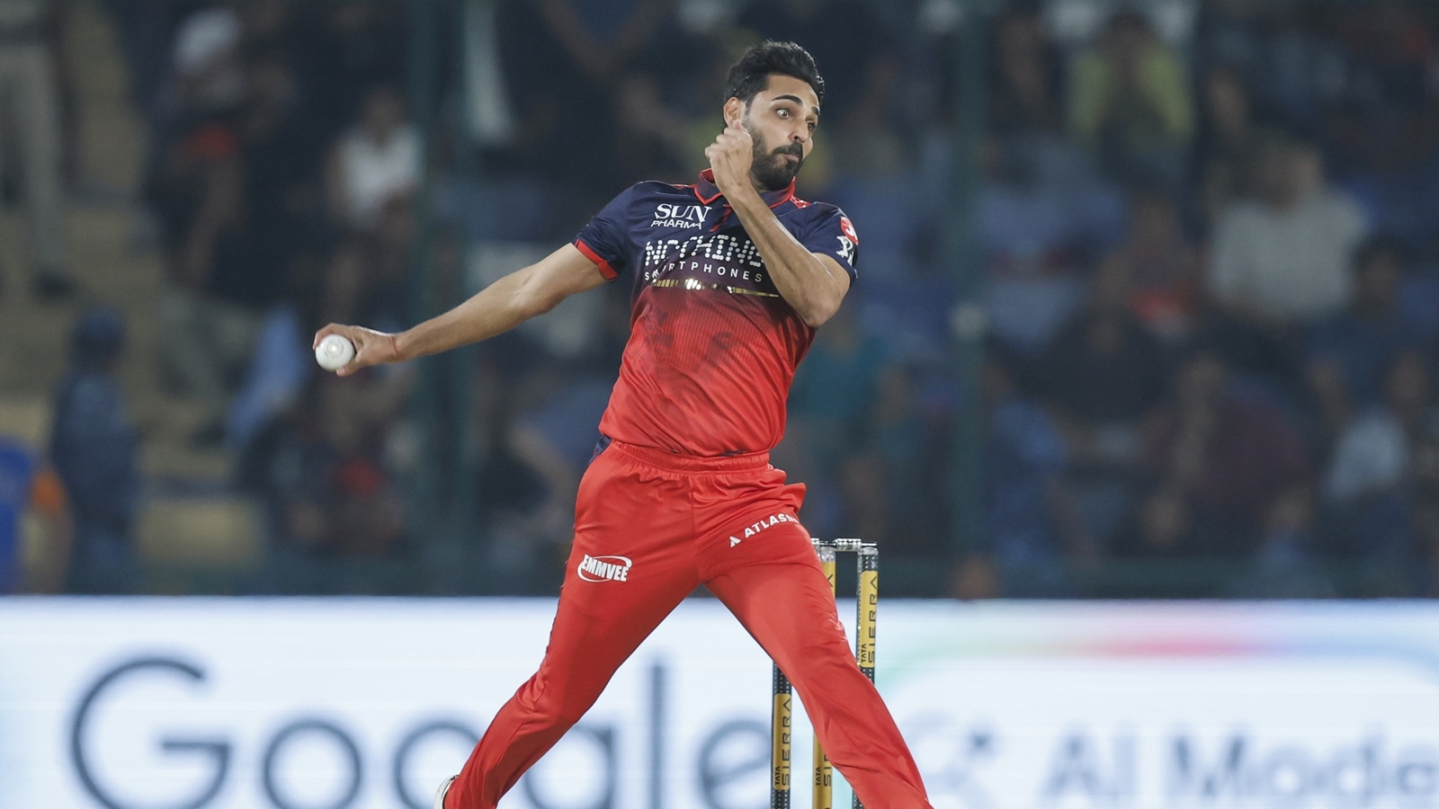 Bhuvneshwar took three wickets for just eight runs in his three overs (BCCI/Creimas Photo)