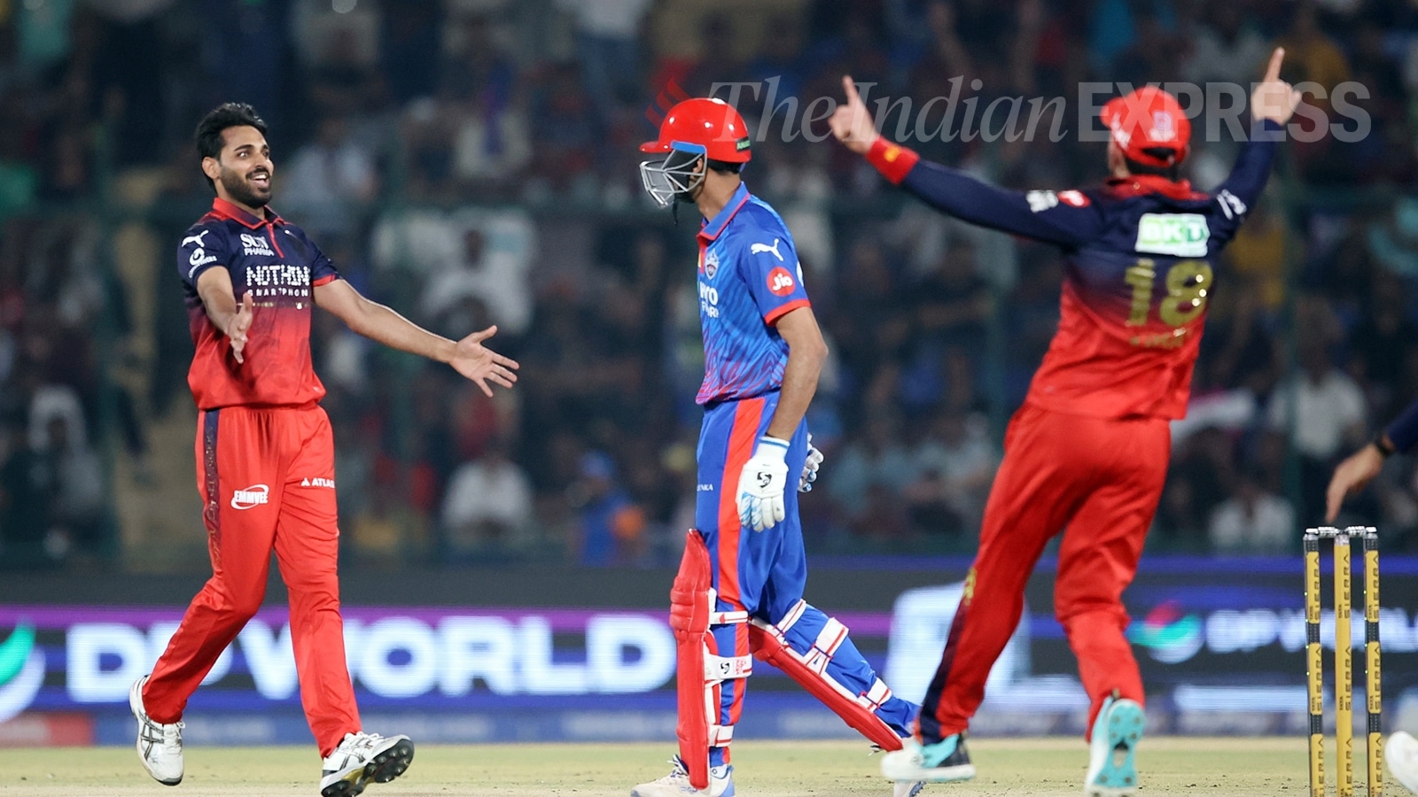  Bhuvneshwar Kumar and Josh Hazlewood ripped DC to shreds. (Express Photo by Praveen Khanna)