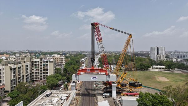 Mumbai-Ahmedabad bullet train project update highlights NHSRCL launching the heaviest girder in just 3.5 hours. (Image: NHSRCL)