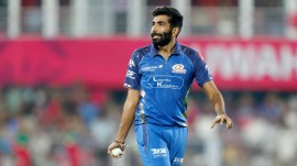 Jasprit Bumrah of Mumbai Indians during Match 13 of the TATA Indian Premier League 2026. (Photo by Arjun Singh / CREIMAS for IP)