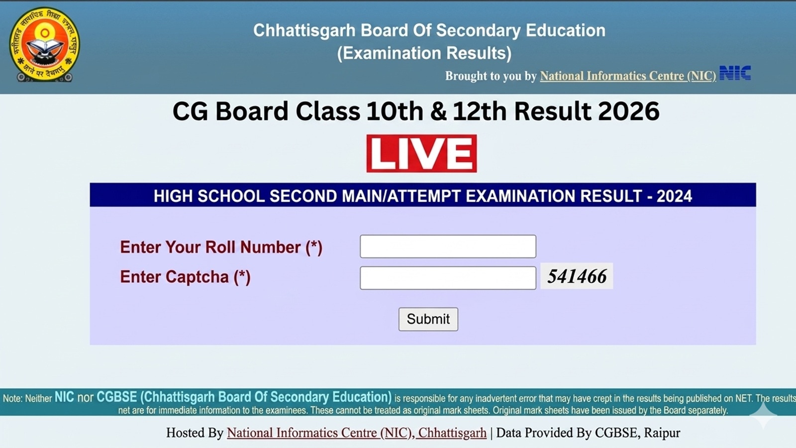 CGBSE CG Board Class 10th 12th Result 2026, cg.results.nic.in LIVE Updates: Gajendra Yadav to declare results