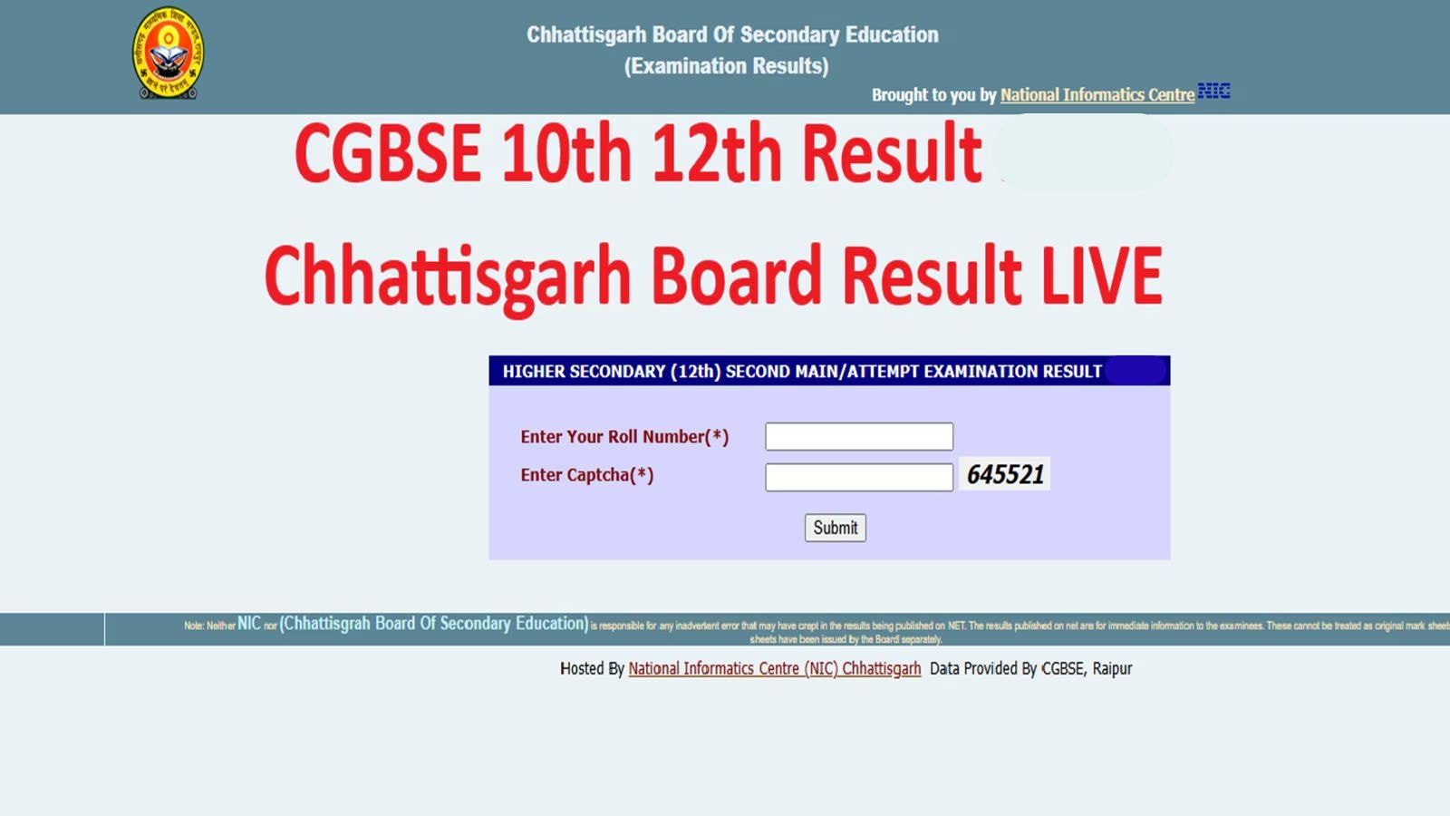 Chhattisgarh Board CGBSE 10th 12th Result 2026 Live Updates: Result today, link of official websites