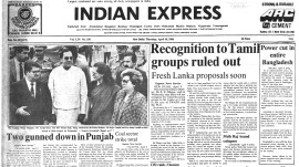 This is the front page of The Indian Express published on April 10, 1986.