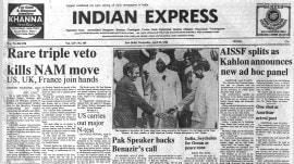This is the front page of The Indian Express published on April 23, 1986.