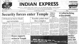 This is the front page of The Indian Express published on May 01, 1986.