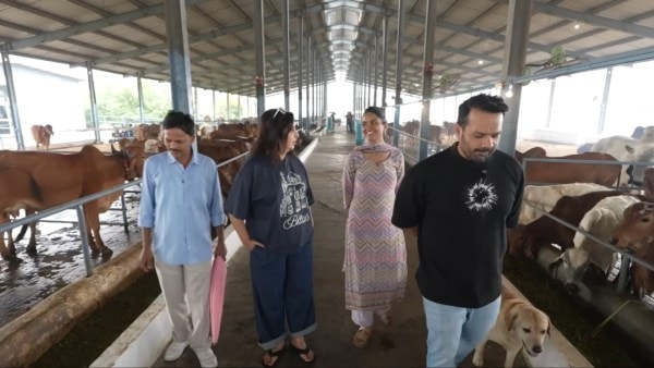 फराह खान ने गौरव तनेजा के फार्महाउस का दौरा किया। (तस्वीर: फराह/YT)