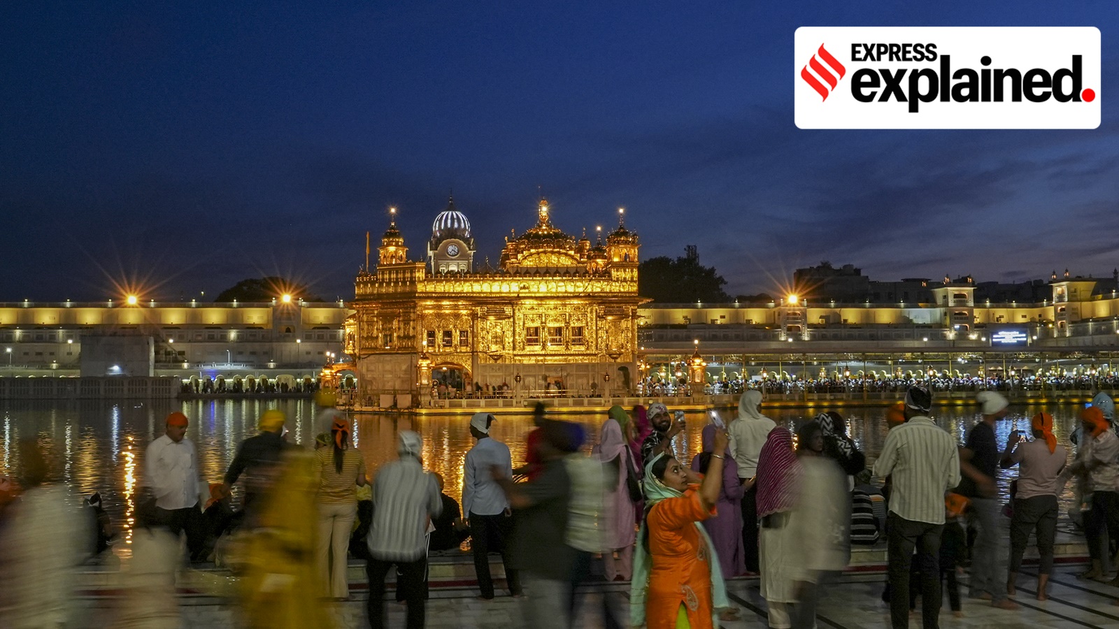People gather to offer prayers at Golden Temple on the eve of Baisakhi, in Amritsar, Monday, April 13, 2026.