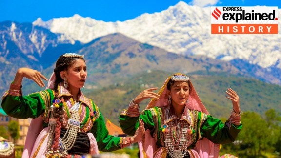 Young artistes perform 'Gaddi Nati' dance during Himachal Day celebrations, at Police ground, in Dharamshala, April 15.
