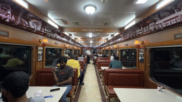 Refurbished dining car of the Deccan Queen blends heritage aesthetics with modern comfort (Credits: Anush Jadhav)