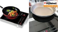 Unlike an induction cooktop (right), infrared cookstoves rely on radiant heating for heating the vessel.