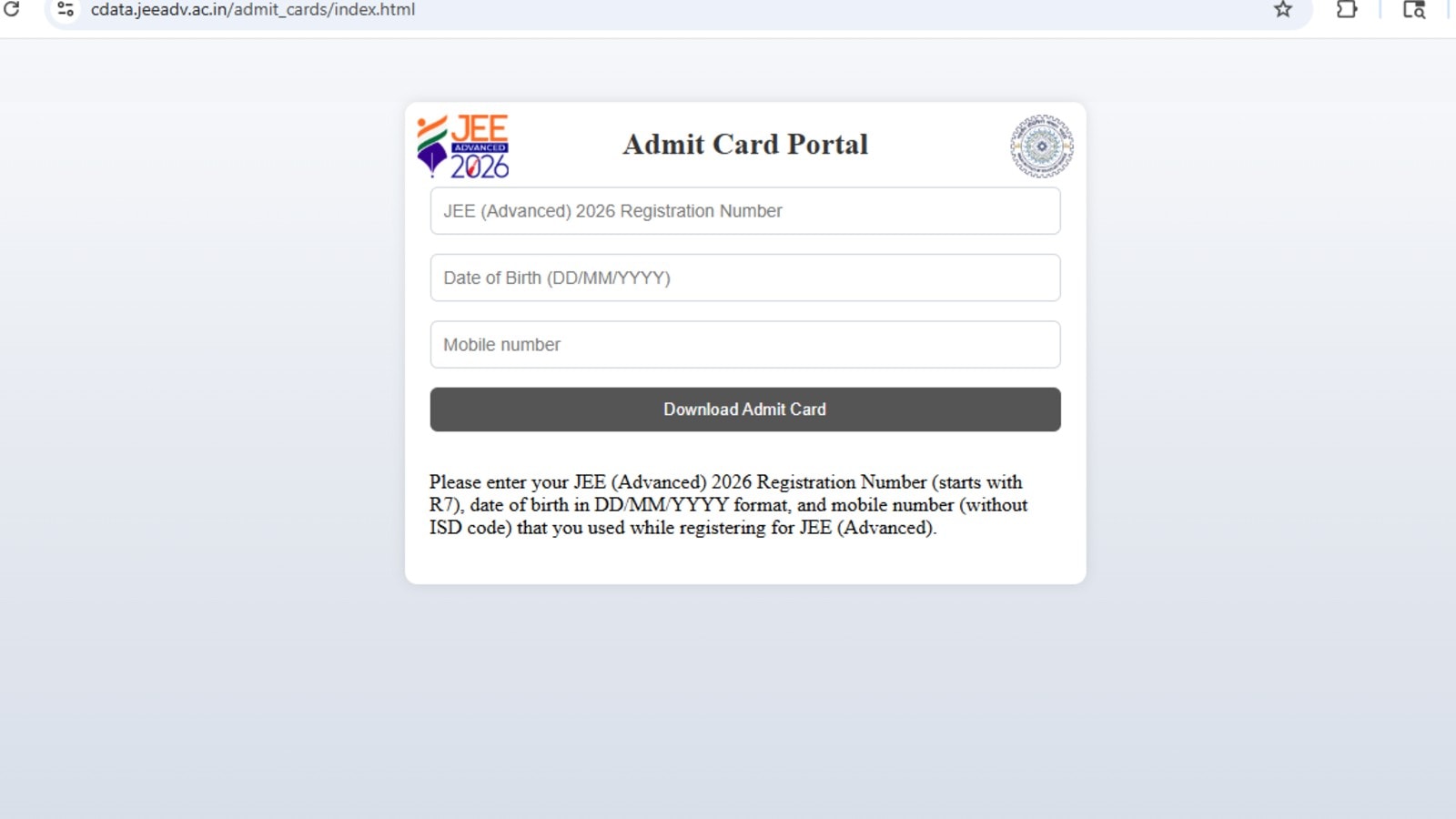 JEE Advanced 2026 Admit Card Released: Download at jeeadv.ac.in