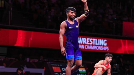 Indian wrestler Lalit defeated the 2025 World Championships medalist and top-seed Shi Huoying of China in the semi-final of the 55kg category of the Asian Wrestling Championships. (Photo: United World Wrestling)