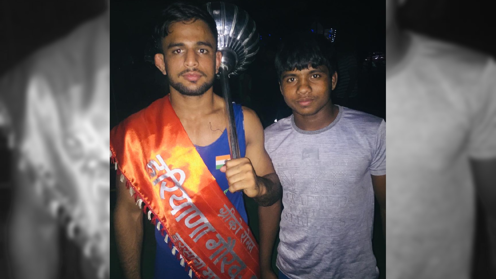 A young Lalit (L) with Vijay Gahlawat in 2017. (Special Arrangement)