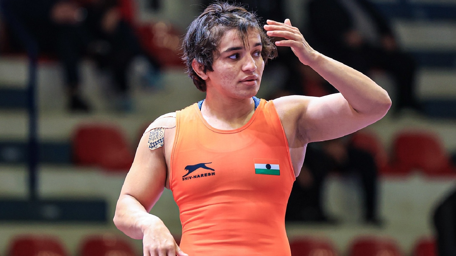 At the Asian Wrestling Championships, Meenakshi set up the title clash with Jin Zhang of China in the 53-kg category, an Olympic Games weight classification. (UWW)
