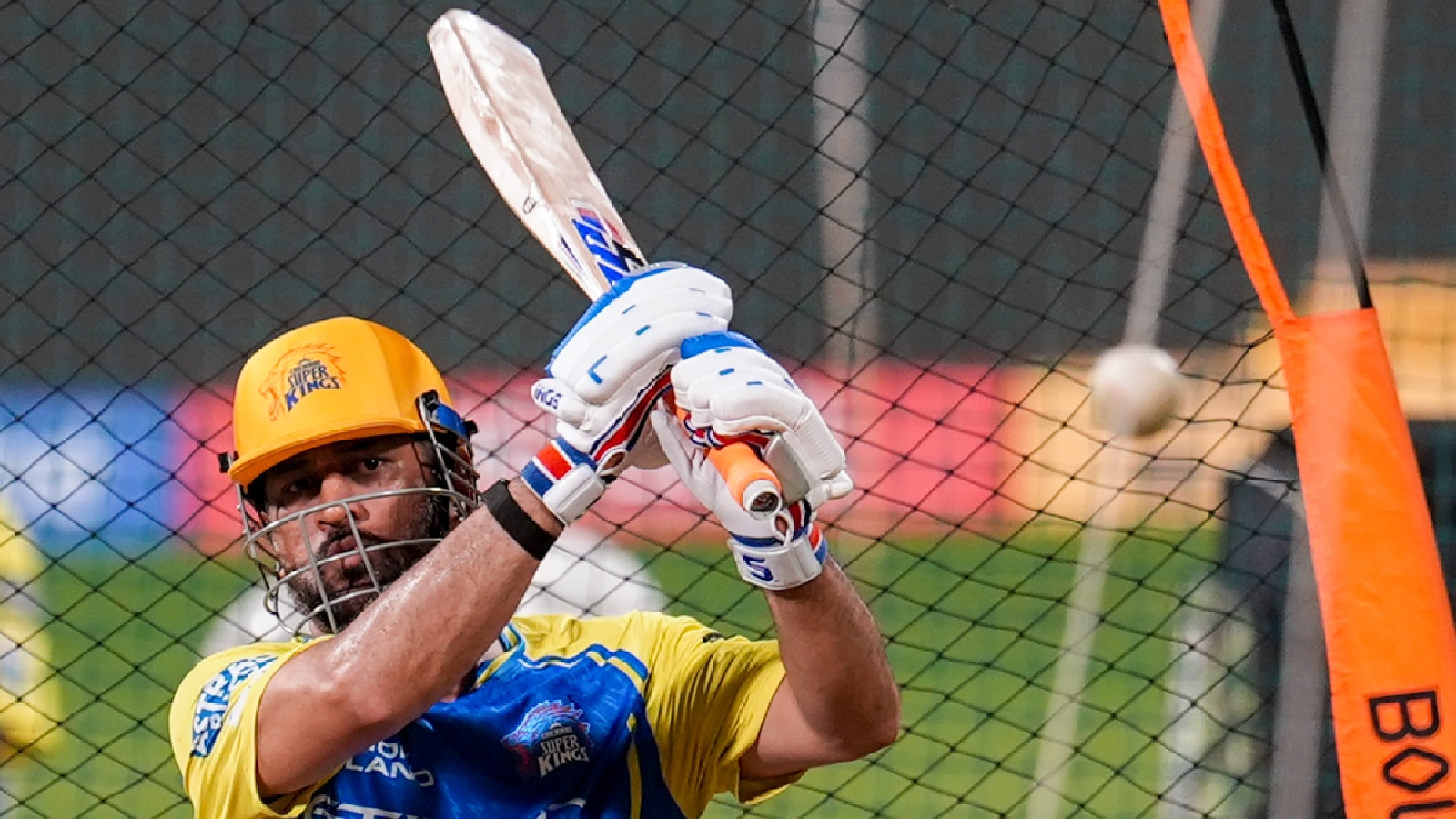 Chennai Super Kings' Mahendra Singh Dhoni bats in the nets. (Photo: PTI) 