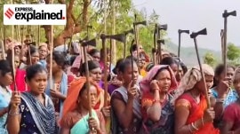 Tribal women in Odisha protest against the Vedanta bauxite mining project.