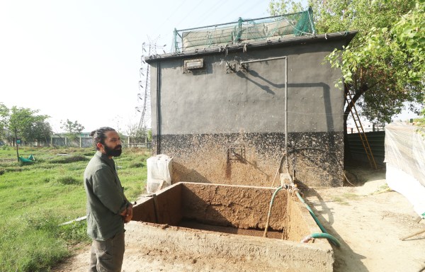 Chandra Prakash Singh owner of Nandan Gaushala, also running a Bio Gas Plant at Ekaauny Village. (Express Photo by Vishal Srivastav)