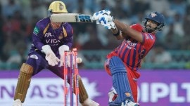 Nicholas Pooran was cleaned up for a golden duck in the Super Over. (CREIMAS)