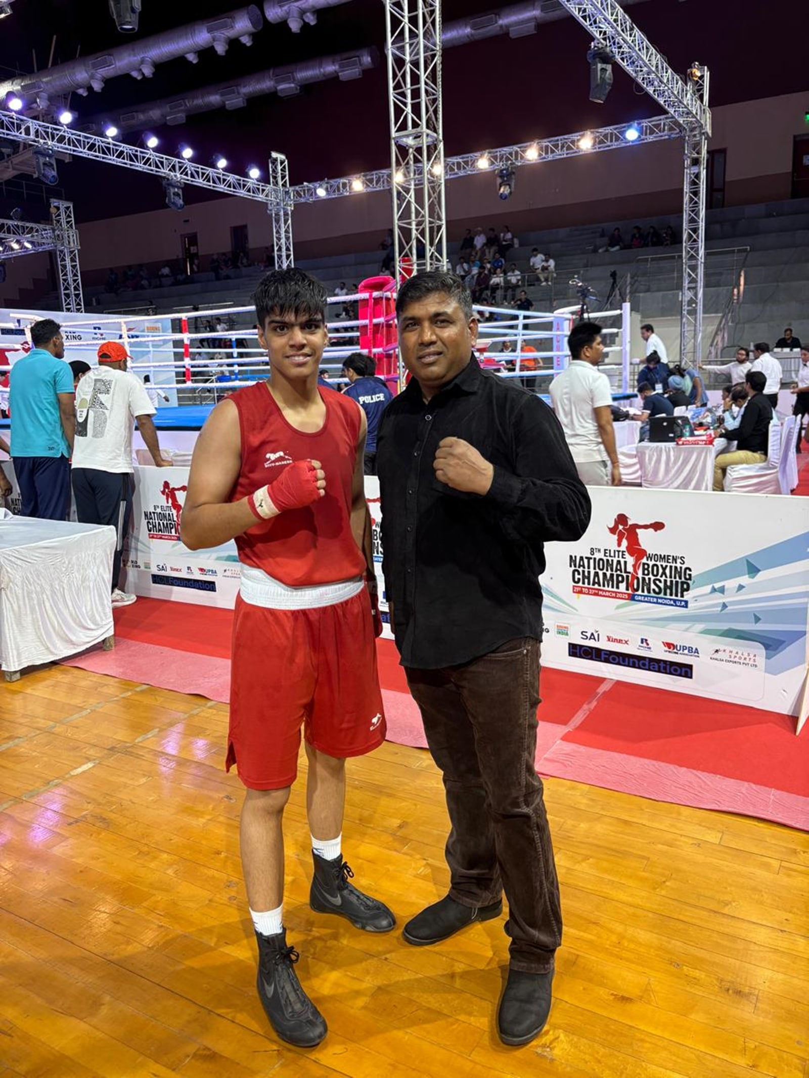 Priya Ghanghas with coach Mahavir Singh. (Pic via Special Arrangement)