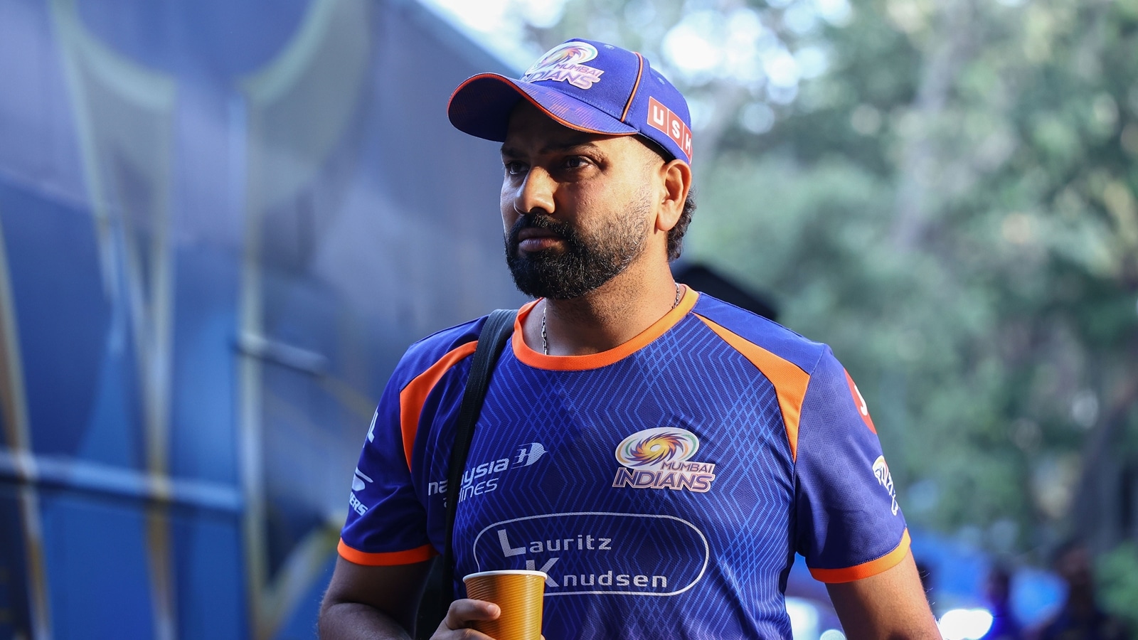 Rohit limped off after facing 13 balls against RCB. (BCCI/Creimas Photo)